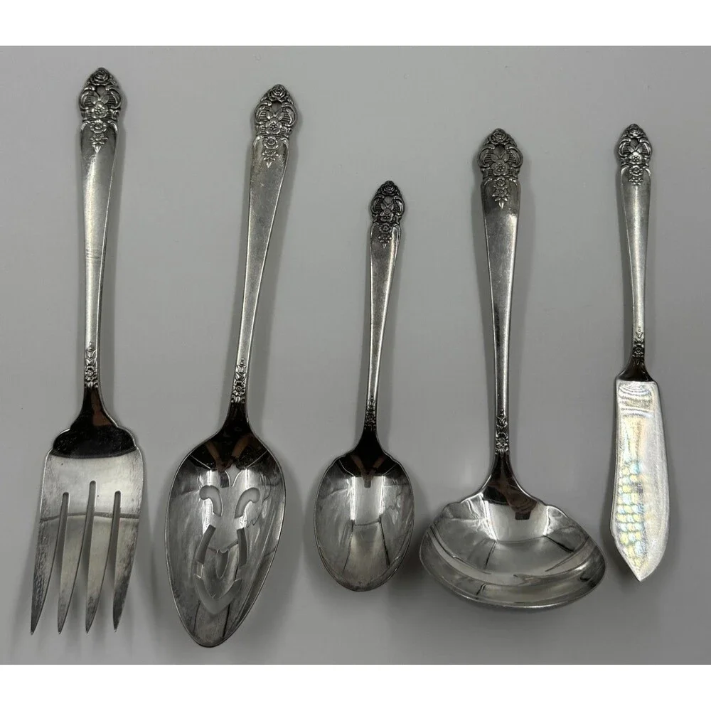 Set of 5 Vintage 1951-1961 Oneida Prestige Plate Distinction Serving Pieces